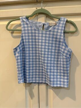 Altar'd State Light Blue Gingham Tank Top with a back keyhole closure